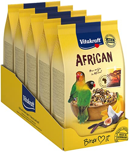 Vitakraft African, Futter für afrikanische Kleinpapageien, mit wichtigen Vitaminen und Nährstoffen, in Vorratsgröße, ohne Zusatz von Zucker (5x 750g)