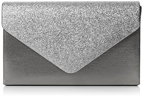 SwankySwans Damen Clutch Umschlag Kelly Glitzer Party Ball Clutch, silber - Silberfarben - Größe: One Size