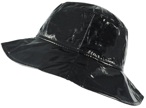 Toutacoo, Regenhut, Schlapphut, Breitkrempiger Hut, Damen, Vinyl .Schwarz