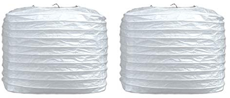 Beistle Square White Paper Lanterns - Set of 2 Elegant Hanging Decorations for Weddings, Events, Bridal & Baby Showers, Anniversaries, Birthday Parties, and Home Décor, 8”