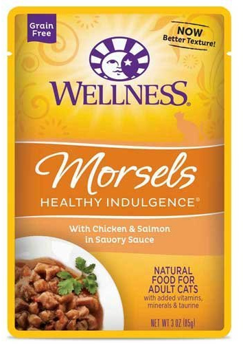 Wellness Healthy Indulgence Morsels Chicken and Salmon Adult Cat Food, 3 Ounce - 24 per case.24