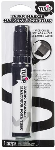 Tulip Permanent Fabric Marker, Black Jumbo Chisel Tip – No Heat Set, Minimal Bleed, Fast Drying for Clothes, Shoes, Bags & Fabric Crafts