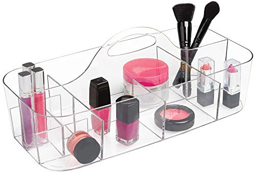 iDesign Recycled Plastic Cosmetic Organizer Tote, The Clarity Collection – 14.5” x 7” x 5.75”, Clear Bin