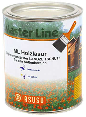 Asuso ML Holzlasur Langzeitschutz im Farbton silbergrau 0,75 Liter Gebinde
