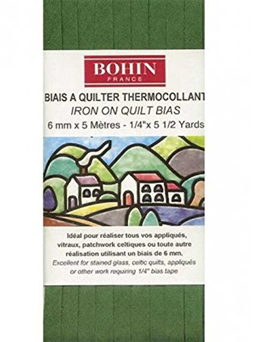 Bohin 92154 Fusible Quilt Bias Christmas Green 1/4in X 5 1/2 yds