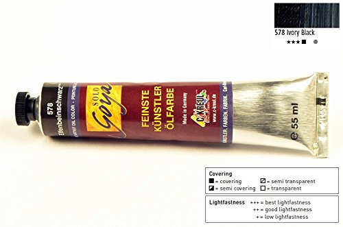 Kreul 33578 - Solo Goya Feinste Künstlerölfarben, 55 ml Tube, elfenbeinschwarz