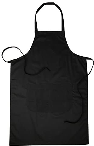 Bronta Mill Plain Unisex Chef Work DIY Apron with Twin Pockets - Black