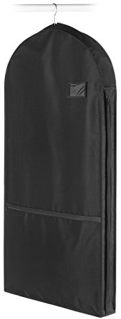 Whitmor Zippered Garment Bag with Pocket, Black