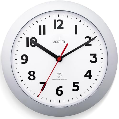 Acctim Parona Radio Controlled Wall Clock 23cm Diameter (Silver)