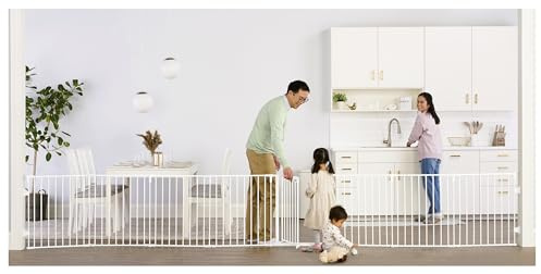 Regalo Safety 192 Super Wide Baby Gate & Play Yard, 2-in-1 Convertible Extra Wide Safety Barrier, Hardware Mounted for Toddlers & Pets, Tested & Safe for 30 Years, American Designed & Owned, White