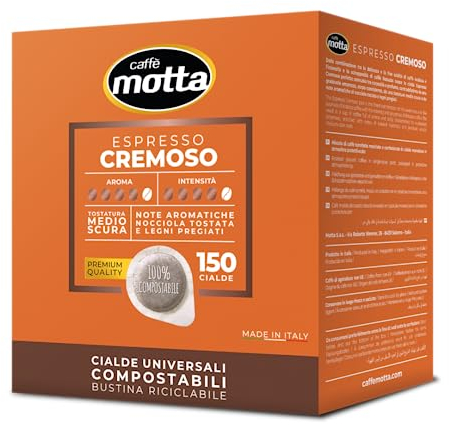 CAFFÈ MOTTA Cialde ESE 44 mm nuova miscela ESPRESSO CREMOSO - 150 Cialde Compostabili (1 Confezione da 150)