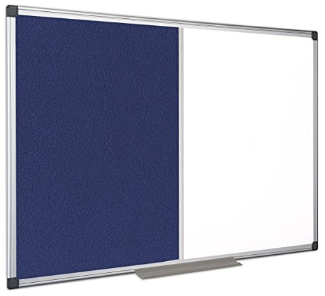 Bi-Office Maya Kombitafel, Blau Filz/Magnetisch, Aluminiumrahmen 120x120cm