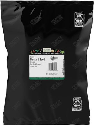 Frontier Co-op Organic Ground Yellow Mustard Seed, 1lb Bulk Bag - Mustard Powder for Pickling, Condiments, BBQ Rubs and Savory Cooking