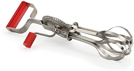 RSVP International Endurance (BEATR-RD) Antique Egg Beater, Hand-Crank, Stainless Steel, 12.25 | Whips & Beats Eggs, Cream, or Other Liquids | Dishwasher Safe | Retro Mixer
