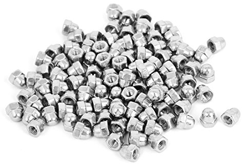 Sourcingmap M3 304 Stainless Steel Dome Head Cap Acorn Hex Nuts Silver Tone 100pcs