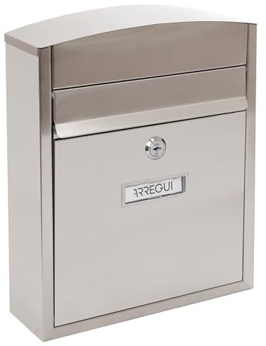 ARREGUI Compact E5737 Buzón Exterior de Acero Inoxidable, Tamaño S (Correo DIN A5) - 28.5 x 24 x 9.5 cm, Buzón de Pared Pequeño, Buzón de Correo Individual, Antilluvia, Anticorrosivo, Inox