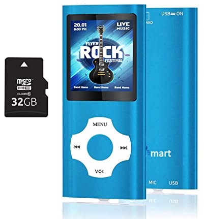 Lecteur MP3 32Go Bluetooth 5.3 Lecteur mp4 18 Heures de Lecture de Musique Lecteur vidéo Media Player avec Photo Viewer E-Book Reader Enregistreur Vocal, Radio FM