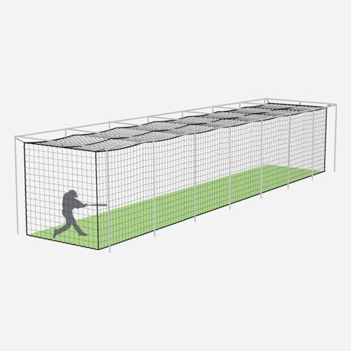 Fortress Baseball Batting Cage Nets | Heavy-Duty HDPP Fully Enclosed Baseball & Softball Cage Netting [14 Sizes & 3 Grade Options] – NET ONLY (55 x 14 x 12, #42)