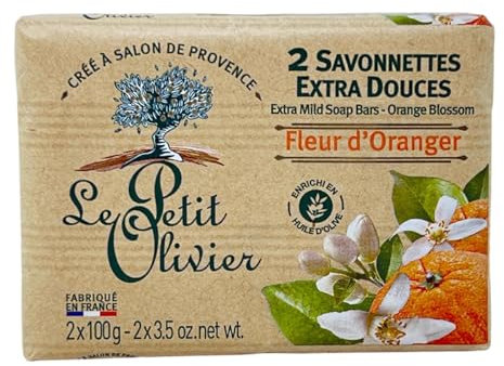 Le Petit Olivier Savon à la Fleur d'Oranger et à l'huile d'olive 2 x 100 grammes de France