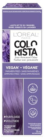 L’Oreal Paris Colorista Semi Permanent Hair Color for Bleached or Blonde Hair, Color Depositing Hair Mask Formula, Purple