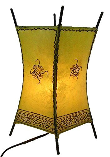 Simandra Lampada orientale da terra, lampada marocchina, in pelle, lampada da tavolo, lampada da terra Orient Carree, sole, 30 cm, colore giallo