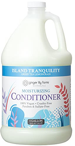 Ginger Lily Farms Botanicals Moisturizing Conditioner for Dry Hair, Island Tranquility, 100% Vegan & Cruelty-Free, Green Tea Lemongrass Scent, 1 Gallon (128 fl oz) Refill