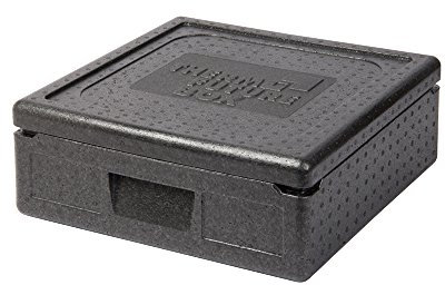 Thermo Future Box Quadratische Thermobx Kühlbox Transportbox Warmhaltebox und Isolierbox mit Deckel, Thermobox aus EPP (expandiertes Polypropylen), Schwarz, 12 l