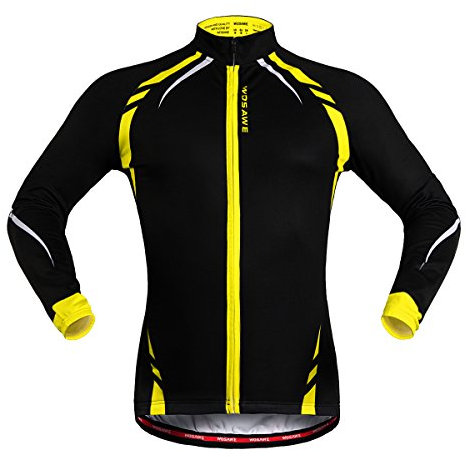 WOSAWE Herren Fahrradjacke Warm Fleece Fahrradbekleidung Atmungsaktiv Fahrrad Mantel für Winter Herbst (Gelb XXL)