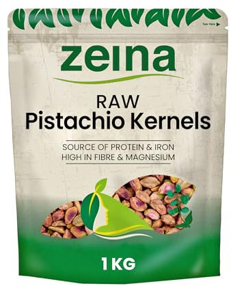 Zeina Whole Pistachio Kernels (1Kg) - Ideal for Snacking and Home Baking, Vegan Approved Raw Pistachio Kernels, High in Fibre, Minerals and Vitamin E