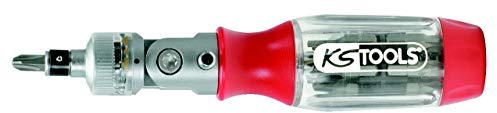 KS TOOLS 911.2470 Tournevis à cliquet à tête inclinable 24 dents, 13 pièces Rouge/Transparent