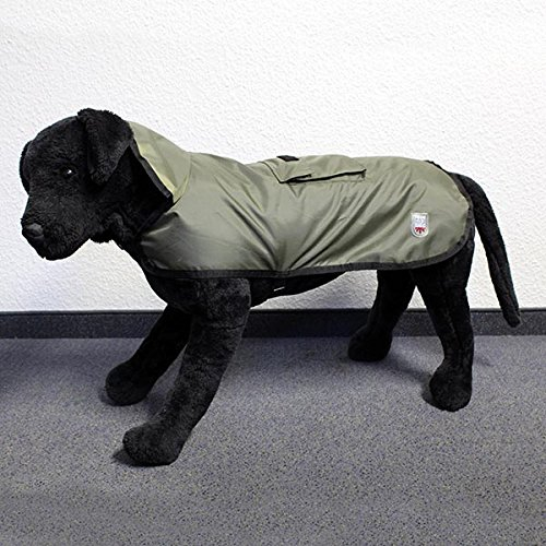 Wallace & Jones | Hundemantel Eisbär | Regenmantel | Rain Coat Pocket Olive Rückenlänge ca. 60cm