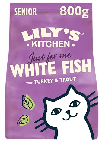 Lily's Kitchen Mit natürlichen Zutaten hergestellt Trockenfutter für Katzen Weißfisch mit Pute & Forelle Getreidefreie Rezeptur 4 x 800g