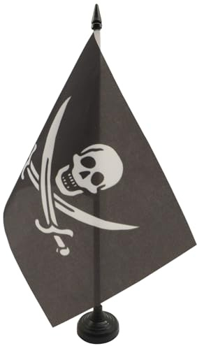 AZ FLAG Bordsflagga Pirat Jack Rackham 21x14 cm 100D Polyester Plastfot