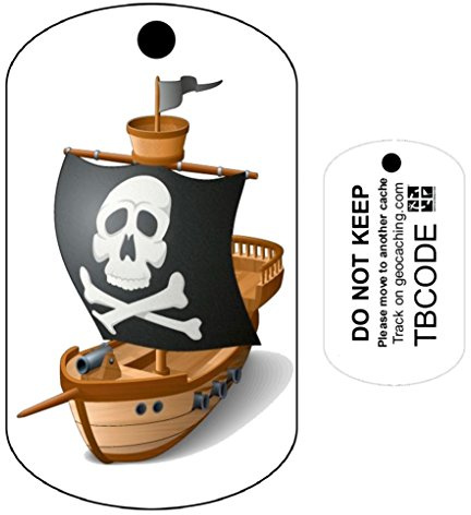 AllCachedUp Pirate Ship (Travel Bug) For Geocaching - Trackable Tag - Unactivated