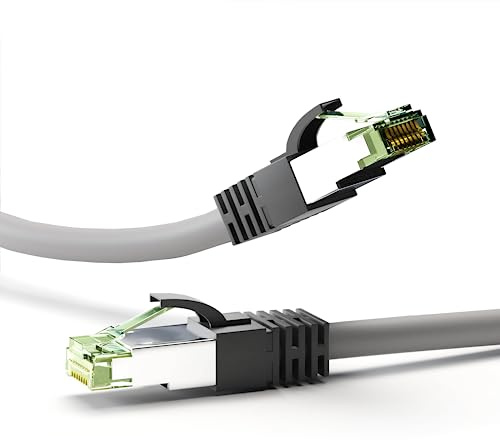Goobay 55138 RJ45 Patchkabel CAT 8.1 / RJ45 Stecker / 8K Gaming PS5 Playstation 5 & Xbox / 2.000 MHz / OFC Netzwerkkabel / DSL Kabel / Grau / LAN Kabel 3m