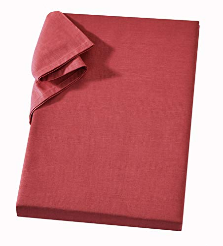 Carpe Sonno Linon Bettlaken Laken ohne Gummizug 150x250 cm Rot - Formstabiler Überwurf Leintuch Haustuch 100% Baumwolle - Vielseitiges Tuch Tischdecke Sofaüberwurf & Sesselüberwurf Betttuch