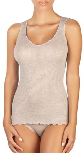 EGI Luxuriöses Tanktop aus Wolle und Seide, V-Ausschnitt, hergestellt in Italien, Art.1492, Noce, Small/Medium