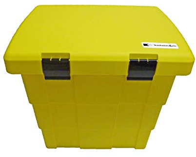 DAKEN Streugutbehälter 108 ltr. GELB, Streugutbox, Streusalzbox, Sandbox, Lagerbehälter, Pick-up Box, Anhängerbox, Deichselbox, Streukiste, Salzlager, Winterdienst