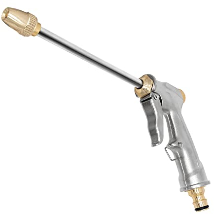 Fai Top Garden Hose Spray Gun with Full Brass Nozzle,Water Hose Pipe Spray Gun,Perfect for Car & Pet Washing/Watering Lawn and Garden/Sidewalk Cleaning-Long Garden Spray Gun (Long)