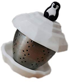 BESTonZON Teesieb Edelstahl Teeei mit Mini Pinguin Figur Deckel Schwimmend Lose Blatt Tee Filter für Teekanne Tasse Becher Teezubehör Zuhause Büro Teeliebhaber Geschenk