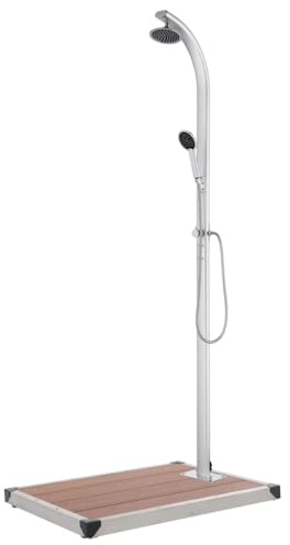 vidaXL Doccia da Giardino con Base Marrone 220 cm in Alluminio