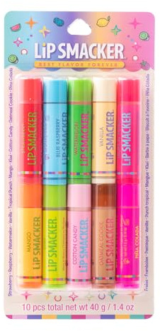 Lip Smacker Original & Best Party Pack - 10 Moisturizing Lip Balms, Classic Flavors, Hydrating & Protecting - Cruelty-Free- Oatmeal Cookie