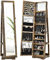 RELAX4LIFE Drehbarer Schmuckschrank mit Ganzkörperspiegel & eingebautem kleinen Spiegel, 2-in-1 Spiegelschrank & Schmuckregal, für Schmuckaufbewahrung, Schrank für Schmuck, abschließbar (Hellbraun)