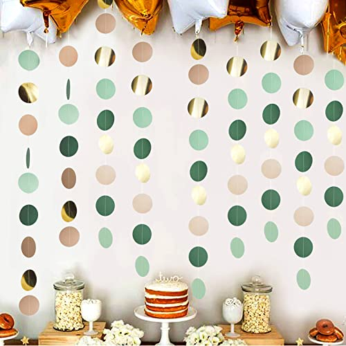 Party Deko Geburtstag, VEGCOO 5 Stücke Luftschlangen Gold 10 Meter für Party Deko, Funkeln Papier Girlande Gold für Wedding Party Decorations/Geburtstag Deko/BabypartyGrün