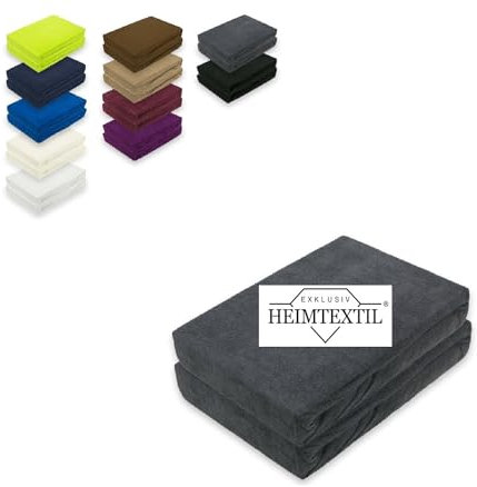 EXKLUSIV HEIMTEXTIL Doppelpack Frottee Spannbettlaken Premium Anthrazit 140-160 x 200 cm