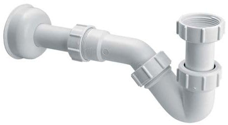 Bidetsiphon Rohr 1 1/4X32mm mit Verlängerung und Rosette ohne Auslöser - HC23, Mcalpine