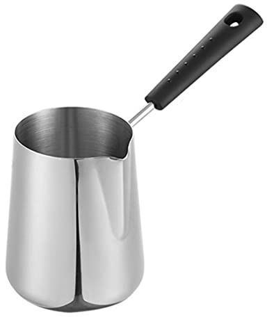 Agwuoetr Pot Chauffe-Beurre de Lait de 600 ML, CafetièRe Turque, Pot de Fonte de CuisinièRe en Acier Inoxydable avec Bec Verseur pour Le Thé, Chauffage