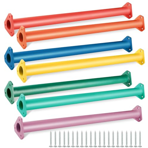 JPOIP Juego de peldaños de Escalera de Barras de Mono de Acero de 22 Pulgadas de 7 Colores para Patios Traseros, Parque Infantil y niños, Kit de Escalada en Interiores y Exteriores (Paquete de 14)