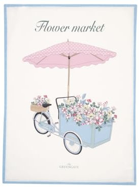 GreenGate Portia Geschirrtuch Flowers White 70x50cm