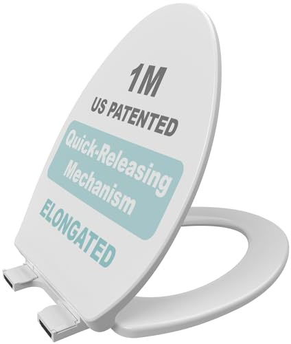 1M Family Toilet Seat, Patented Slow Close & Quick Releasing Technology, Anti-Wiggling, Easy to Install and Clean, Standard Elongated with Adult Seat Only (1 Piece)
